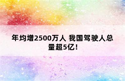 年均增2500万人 我国驾驶人总量超5亿！